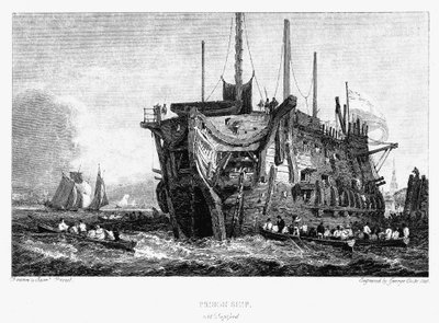 Prison Hulk Deptfordban, Londonban, 1826 alkotó: Unbekannt