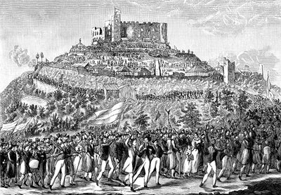 Felvonulás a Hambach-kastélyba 1832. május 27-én. alkotó: Unbekannt