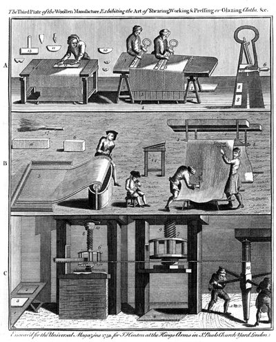 Gyapjúszövet gyártása, 1750 alkotó: Unbekannt