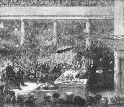 Faraday professzor előadásokat tart a Királyi Intézetben...1856, 1901. alkotó: Unbekannt