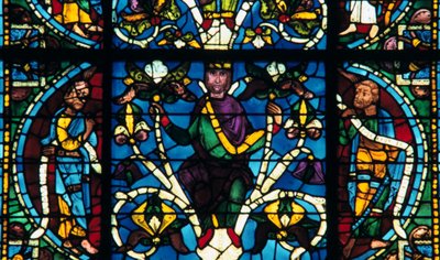 Próféta, ólomüveg, Chartres-i katedrális, Franciaország, 1145-1155 alkotó: Unbekannt