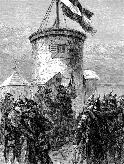 Porosz csapatok felvonják zászlójukat Valeriennél, a francia-porosz háború, 1870-1871 c1880 alkotó: Unbekannt