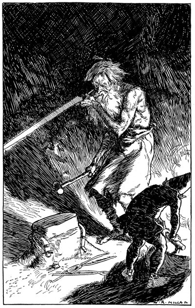 Korong segít Waylandnek, az Istenek Smithjének kardot kovácsolni, 1909 alkotó: Unbekannt
