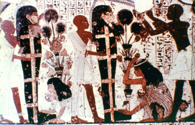 Múmiák megtisztítása, részlet egy templomi falfestményről, Théba, Egyiptom alkotó: Unbekannt