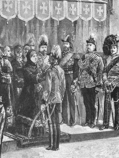 Viktória királynő tiszteket díszített... Windsorban, 1879. december 8-án, 1901. alkotó: Unbekannt