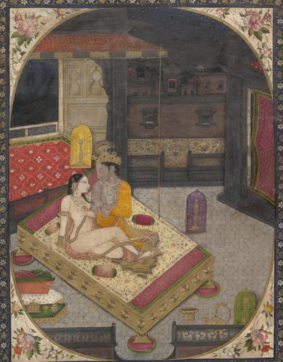 Radha és Krishna egy ágyon éjjel, kb. 1830. alkotó: Unbekannt