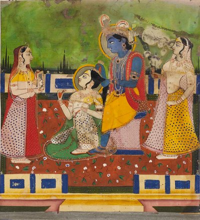 Radha és Krisna egy teraszon, 19. század alkotó: Unbekannt
