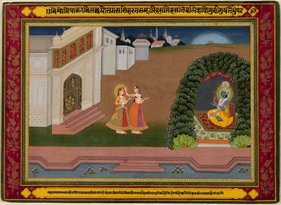 Radhas Confidante Brings Her Krishna, c. 1790-1800. alkotó: Unbekannt