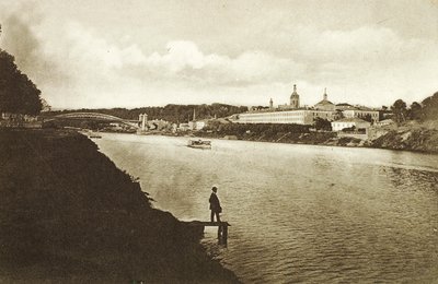 Vasúti híd és a Novogyevicsi kolostor New Maidens kolostor, Moszkva, Oroszország, 1910-es évek alkotó: Unbekannt