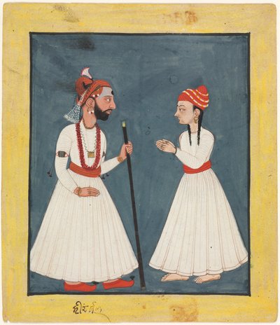 Raja Shamsher Sen mit einem Jugendlichen, 1760-70 von Unbekannt