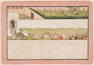 A Ráma testvérek, Bharata és Shatrughna elindultak Ayodhyából, hogy megtalálják Rámát és Laksmanát..., 1775-80. alkotó: Unbekannt