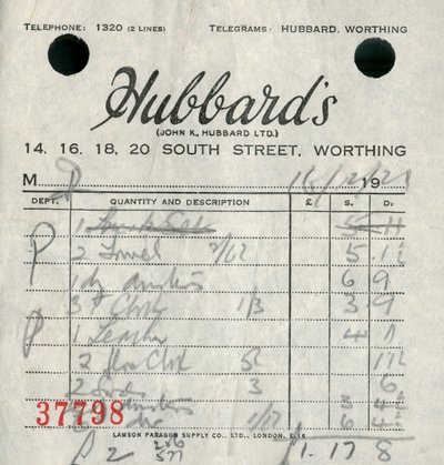 Átvétel a Hubbards áruházból, 1921. alkotó: Unbekannt