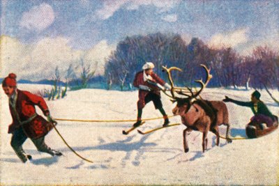 Rénszarvas szánkózás Svédországban, 1928. alkotó: Unbekannt