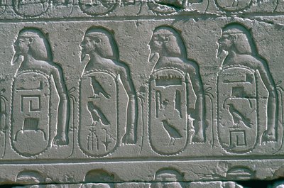 Domborművek fogságba esett közel-keleti városok neveivel, Amun temploma, Karnak, Egyiptom alkotó: Unbekannt