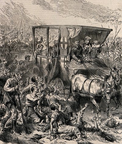 A sebesült orosz katonák kimentése a csatatérről, 1878 körül alkotó: Unbekannt
