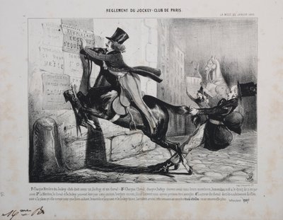 A Párizsi Jockey Club szabályzata: A Jockey Club minden tagjának rendelkeznie kell egy Jockey..., 1800-as évekből. alkotó: Unbekannt