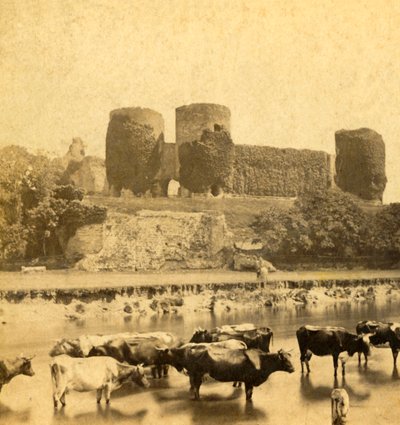 Rhuddlan – Kastély a folyóból, 1900 körül. alkotó: Unbekannt