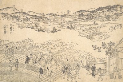 Omue folyó és Oda hídja, 1700. alkotó: Unbekannt