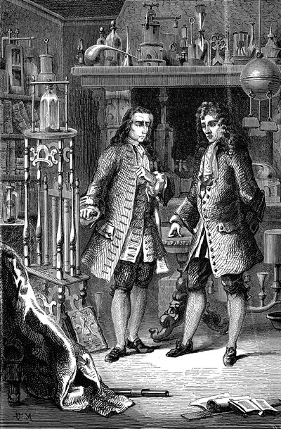 Robert Boyle angol-ír kémikus és fizikus és Denis Papin francia fizikus, 1870 alkotó: Unbekannt