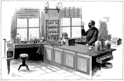 Robert Koch 1843-1910 német bakteriológus és orvos a laboratóriumában alkotó: Unbekannt