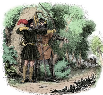 Robin Hood, a legendás angol népi hős és törvényen kívüli szegények bajnoka, a 19. század elején alkotó: Unbekannt