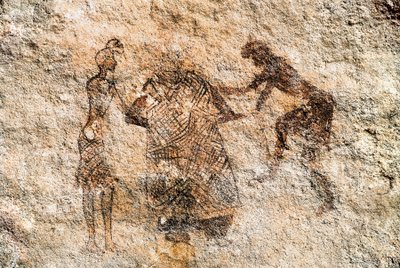 Sziklafestmény Tadrart Acacusról. Líbia alkotó: Unbekannt