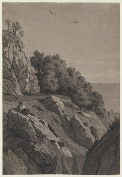 Rocky Cliff on a Coast, c. 1850-1860. alkotó: Unbekannt