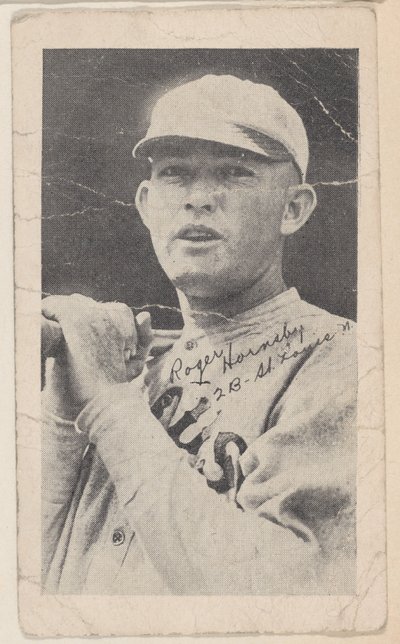 Rogers Hornsby, 2 B – St. Louis N., a W575-2 baseball kártyákból, kb. 1921-22. alkotó: Unbekannt