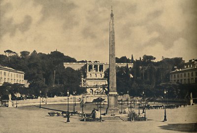 Roma - Obeliszk, szökőkutak és a Popolo tér. - A Pincio közpark teraszai, 1910 alkotó: Unbekannt