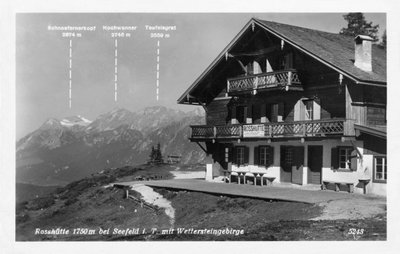 Rosshutte és a Wettersteingebirge-hegység Seefeld közelében, Ausztriában, XX. század alkotó: Unbekannt
