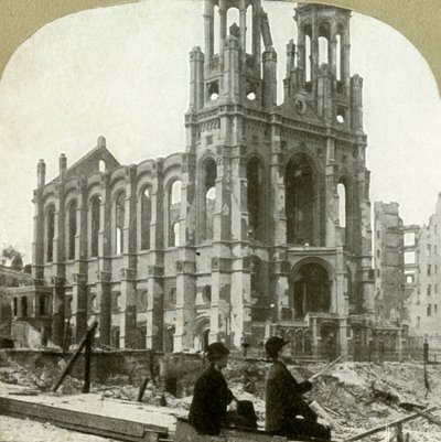 A Sutter St.-i zsidó zsinagóga romjai, az 1865-ös és az 1868-as, 1906-os nagy földrengések. alkotó: Unbekannt