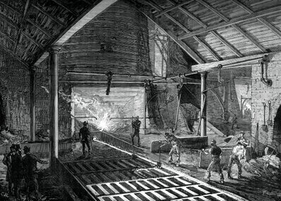Az olvadt vasat a disznókba fújjuk, c1880 alkotó: Unbekannt