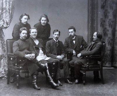 Maxim Gorkij orosz író a Sreda szerda irodalmi csoportban, 1902 alkotó: Unbekannt