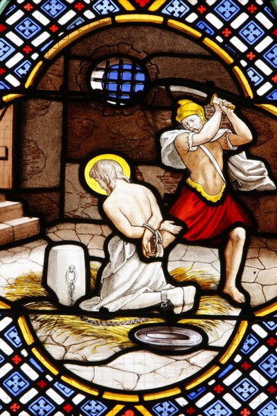 Saint-Corentin (Saint Corentin) katedrális, Quimper Ólomüveg : Keresztelő János halála, Quimper, Franciaország alkotó: Unbekannt