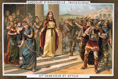 Szent Genevieve és Attila, Kr.u. 451, 19. század alkotó: Unbekannt