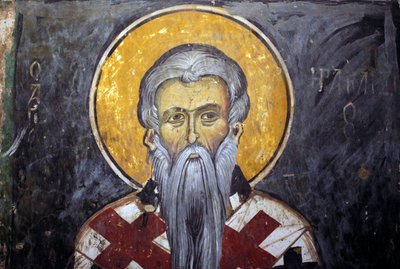 Szent Iraklion (Heraklion) Bizánci freskó Agios Ioannis Lampadistis kolostorból, Lampadistis Szent János 11. századi Ciprus Festett templomok UNESCO-hely Troodos, Ciprus alkotó: Unbekannt
