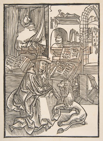 Szent Jeromos tövis kiemelése az oroszlán lábából, Lyons 1508 copy.n.d. alkotó: Unbekannt
