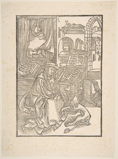 Szent Jeromos kivonat egy tövist az oroszlánlábból, Lyons, 1508 copy.n.d. alkotó: Unbekannt