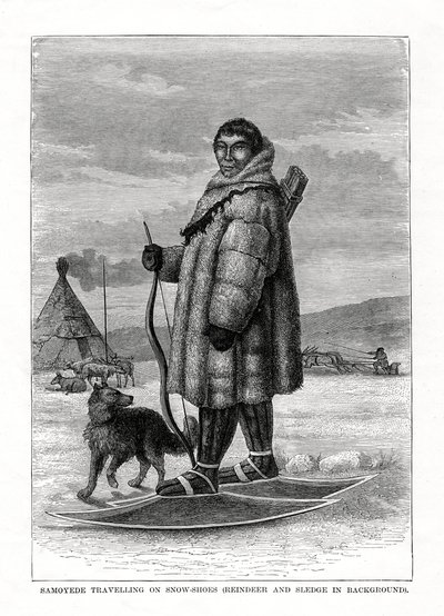 Hócipőn utazó szamojéd, Oroszország, 1877 alkotó: Unbekannt