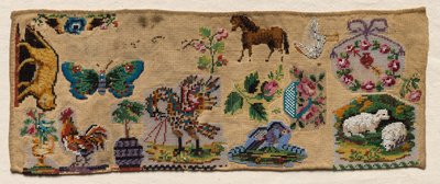 Sampler töredék, 1800-as évek. alkotó: Unbekannt