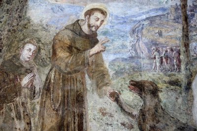 Santa Chiara kolostor, NápolyFresco részlet: SFrancesco, Nápoly, Olaszország alkotó: Unbekannt