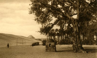 Saqqara – A lépcsős piramis a Sycomore felől nézve, c1918-c1939. alkotó: Unbekannt