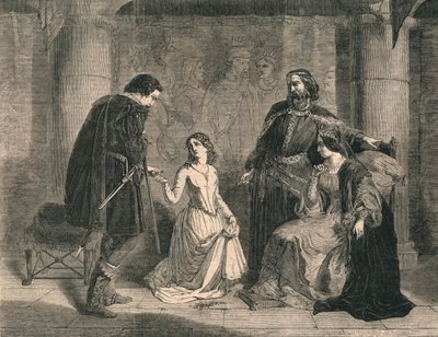 Jelenet a Hamletből – King, Ophelia és Laertes, 1852. alkotó: Unbekannt