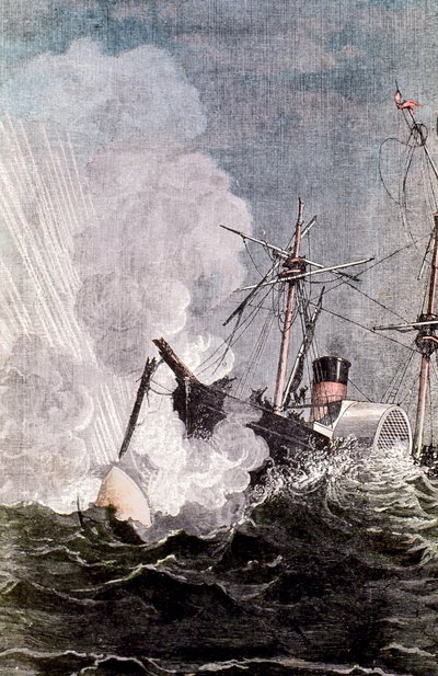 Jelenet Jules Vernes A Földtől a Holdig című filmből, 1865 alkotó: Unbekannt