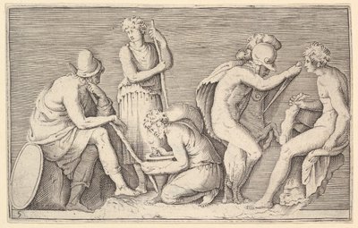 A Scene of Sacrifice with Warrior Killing Ram and Four Other figures, megjelent kb. 1599-1622. alkotó: Unbekannt