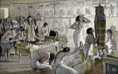 Gyászjelenet Tutanhamon temetkezési templomában, Egyiptom, Kr.e. 1325 1933-1934 alkotó: Unbekannt