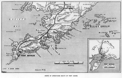 A hadműveletek helyszíne Port Adamstől délre, Mandzsuria, orosz-japán háború, 1905 alkotó: Unbekannt