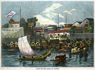 Jelenet a folyón Kantonban, Kínában, 1840 alkotó: Unbekannt