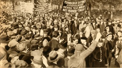 Skót felvonulók, Means Test tiltakozások, Hyde Park, London, 1932, 1933. alkotó: Unbekannt