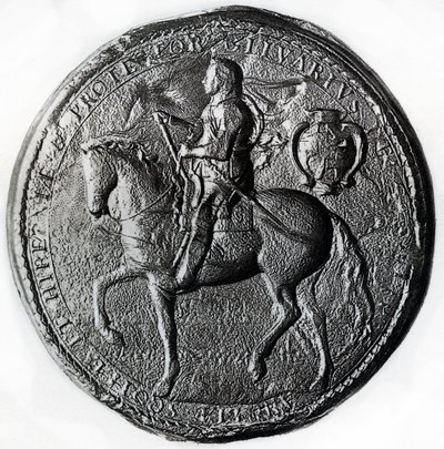A protektorátus pecsétje Oliver Cromwell-lel lóháton, 17. század, 1899 alkotó: Unbekannt
